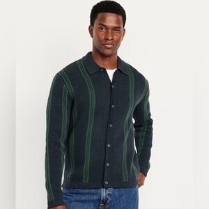 Old Navy Men's Striped Button Front Cardigan Mr.Rogers Sweater SzM Blue/Green